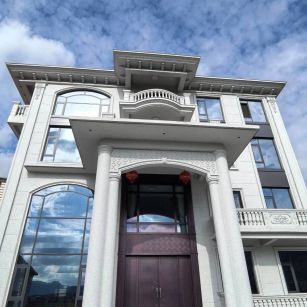 运城白麻别墅外墙干挂石材效果示例