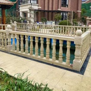 运城黄金麻花岗岩石材栏杆，扶手，将军柱，花瓶柱