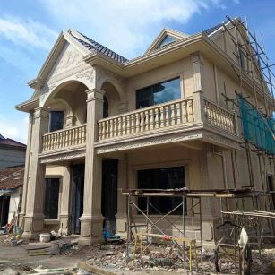 运城 黄金麻花岗岩石材私人别墅雕花门楼柱阳台栏杆