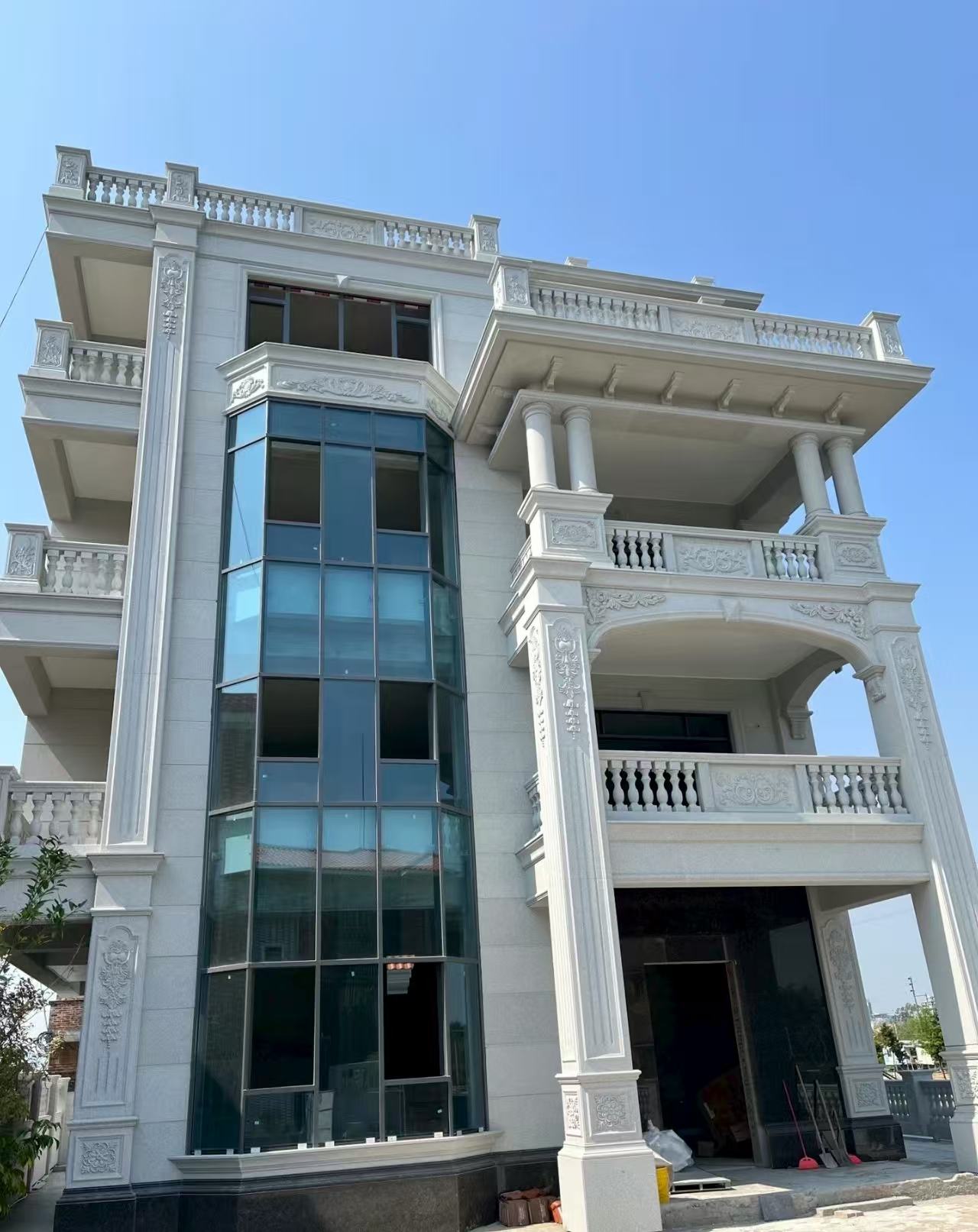 运城 白麻花岗岩别墅外墙干挂效果展示