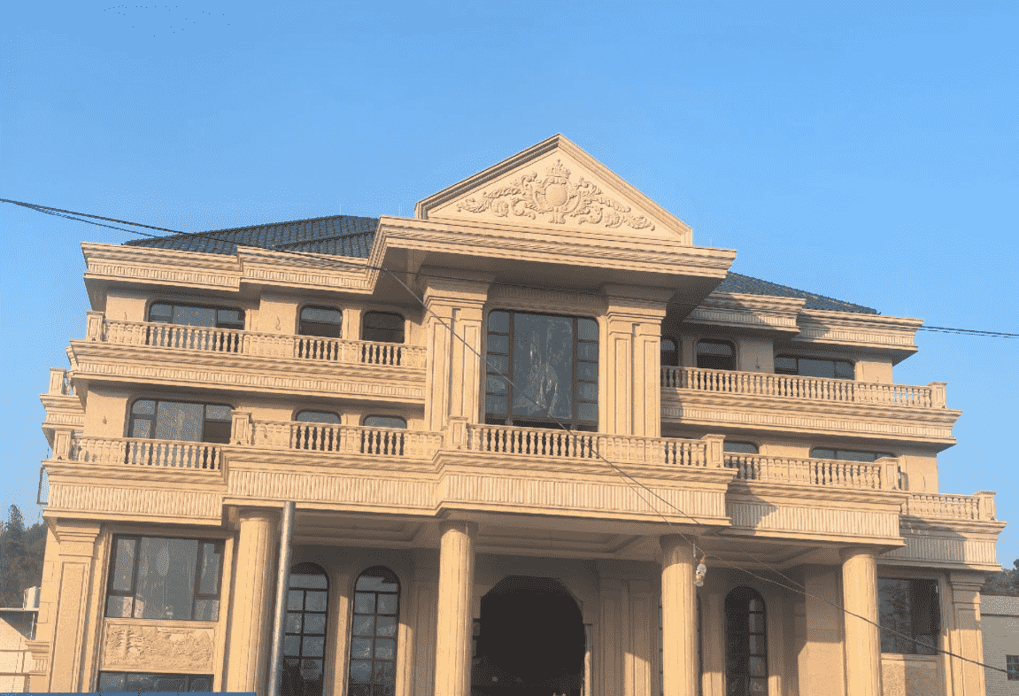 运城黄金麻别墅外墙干挂石材效果示例